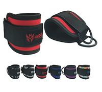 MEDSO Advanced Ankle Straps for Cable Machine Adjustable Comfort fit Neoprene and 4 D-Rings, for Legs, Glute Kickbacks, Abs and Hip Workouts Fits Women & Men Lower Body Exercises (RED)