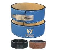MEDSO Weightlifting 100% Genuine Leather Lever Belt, For Weight Lifting, Powerlifting, Cross Training, Squats, Deadlift, Workout Belt, 10MM Thickness 4” Wide for Men and Women (BLUE, M)