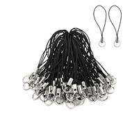 Medsuo 100pcs Replacement Straps with Split Ring, Cell Phone Charm Straps, Phone Charm Lanyard Split Ring Strap Lariat for Hanging DIY Phone Charms, USB Flash Drive Keychain (Black), Aluminum, No
