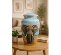 Elegant Aluminum Cremation Urn with Elephant Design and Velvet Bag - Memorial Ashes Keepsake - Durable and Lightweight - Tribute Funeral Urn for Human or Pet Ashes