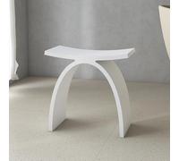 MEDUNJESS Shower Stool Modern Shower Chair for Seniors 150 kg, Non-Slip Bathroom Stool Luxury Artificial Stone Bathroom Stool, Spa Shower Seat Matt White 42.5 x 42 x 23 cm
