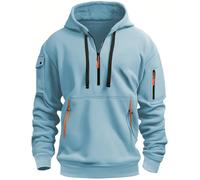 MEDUOLA Mens Hoodies 1/4 Zipped Hoodie Pocket Long Sleeve Tracksuit Tops Loose Fit Casual Gym Work Hoodie S-5XL 5XL,Sky blue