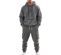 MEDUOLA Men's Tracksuit Quarter Zip Hoodie with Hood Jogging bottoms with Pocket 2 Piece Sets Warm and Comfortable Casual (XL,Dark grey)