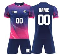 MEDUOLA Personalised Football Shirts Kit Jersey Shirt&Short Set with Your Name Number and Team Logo Him Custom boys Football Kit for Kids and Men M,925 Navy blue