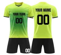 MEDUOLA Personalised Football Shirts Kit Jersey Shirt&Short Set with Your Name Number and Team Logo Him Custom boys Football Kit for Kids and Men M,918 Yellow