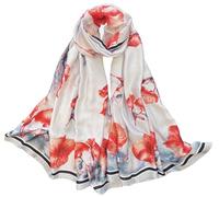MEDUOLA Silk Feeling Scarves for Women Floral Pattern Print Long Elegant Neck Shawl Wraps Smooth soft finish Suitable for Daily Life Style 14-lotus Red