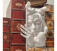 Medusa 3D Printed Book Shelf Decor, Mythical Ornament Figurine Statue for Home Office, Lightweight Art Collectible Gift for Friend (White Medusa)