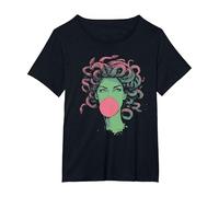 Medusa Bubblegum Mythological Snake Hair Goddess T-Shirt, Women's Plus, Black, 2X