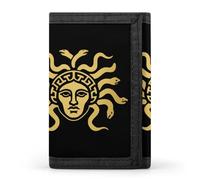 Medusa Gorgon Golden Head Funny Men's Wallet Lightweight Trifold | Novelty Slim Printed Front Pocket Tri-Fold Wallets with Keychain