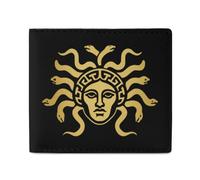 Medusa Gorgon Golden Head Funny Wallet with ID Credit Card Holder | Novelty Printed Slim Soft Front Pockets Bifold Wallets for Men Women