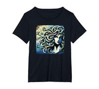 Medusa Gorgon Greek Mythology Stone Gaze T-Shirt, Women's Plus, Black, 4X