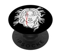 Medusa Greek Goddess Minimal Blackwork Tattoo Flash PopSockets Adhesive PopGrip