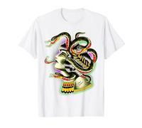 Medusa Greek Mythology Goddess Traditional Tattoo Flash Value Graphic T-Shirt, Men, White, XL