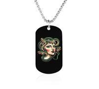 Medusa Green Snakes Funny Memorial Necklace Lightweight Printed Photo Necklaces Metal Tag Pendant