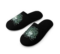 Medusa Green Snakes Warm Mens Slippers Slip On Soft Fleece House Shoes Winter Indoor Outdoor