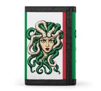 Medusa Italy Flag Printed Trifold Wallets Front Pocket Wallet With ID Window Gifts for Men And Women
