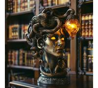Medusa Lamp Greek Mythology Night Light - 20CMGorgon Head LED Desk Lamp with Snakes Hair & Armored Scales, Sculptural Statue for Home Office Decor, Unique Gift Idea