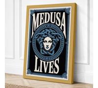 Medusa Lives Typography Canvas Wall Art Print 18x12 Inch (46 x 30 cm)