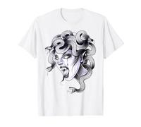 Medusa Rage Snake Serpent Goddess Greek Mythology Value Graphic T-Shirt, Men, White, S