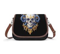 Medusa-Skull Vertical Art Women's Crossbody Bag Fashion Shoulder Handbags Message Tote Bag with Adjustable Strap