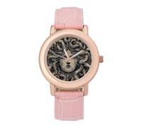 Medusa Snakes Greek Mythology Womens Leather Strap Elegant Lady Wrist Watches Casual Band Three-Hand Watch