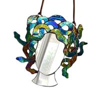 Medusa Stained Glass Mirror - 2D Acrylic 25 x 24 cm | Multicolour Spectrum | Wall Mirror with Colourful Hanging Decoration, Artistic Pendant, Home, Living Room, Garden, Stylish Face