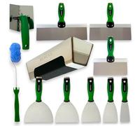 MEDUSA Drywall Taping Tool Set with Adjustable S.S. Angle Tool, Corner Mud Roller and Professional Grade S.S. Mud Pan with Grip