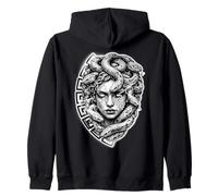 Medusa Stone Goddess Snake Serpent Meandros Design Zip Hoodie