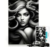 Medusa The Gorgon B﹨uW Jigsaw Puzzles 1000 Pieces for Adults Stress Relief Firm Cut Fun Play Premium Gift (38x26cm)