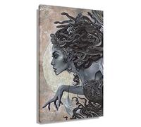 Medusa Wall Art Canvas Framed Greek Mythology Print - Horror Poster Decoration for Bedroom (12x18 inch)