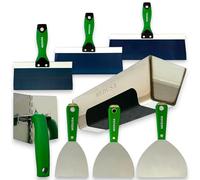 Medusa's Carbon and Blue steel Drywall Taping kit with S.S. Adjustable Angle Tool, Corner Roller and S.S. Mud Pan with Grip Note to Beginners All Carbon & Blue Steel will Rust