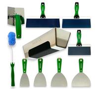 Medusa's Carbon and Blue steel Drywall Taping kit with S.S. Adjustable Angle Tool, Corner Roller and S.S. Mud Pan with Grip Note to Beginners All Carbon & Blue Steel will Rust