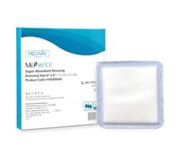 MedVance Super Absorbent Dressing, Non-Adhesive Pads for Wound Care, for Pressure Ulcers & 1st/2nd Degree Burns, Superior Moisture Absorption, Box of 5 dressings (6"x6" Bandage, 5"x5" Absorbent Pad)