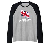 Medway Great Britain Flag British Heritage & English Pride Raglan Baseball Tee