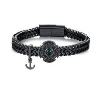 MEDWISE Compass Bracelet for Men Silver/Gold/Black Viking Anchor Cuban Link 8.5 Inches Stainless Steel Nautical Bracelet with Direction Compass Compass Jewelry for Men Women Husband Brother Friend, M