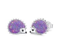 MEDWISE Hedgehog Earrings for Girls S925 Sterling Silver Purple Opal Hedgehog Stud Earrings Cute Animal Earrings Hypoallergenic Hedgehog Jewelry Gift for Women Kids Girlfriend Children Lover