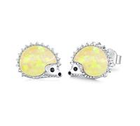 MEDWISE Hedgehog Earrings for Girls S925 Sterling Silver Yellow Opal Hedgehog Stud Earrings Cute Animal Earrings Hypoallergenic Hedgehog Jewelry Gift for Women Kids Girlfriend Lover