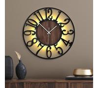 Mee 2ou 50cm Large Metal Wall Clock with Voice and Light Sensor Night Light, Glow in The Dark Non-Ticking Silent Battery Operated Decorative Oversized Wall Clock for Bedroom Living Room Decor