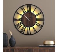 Mee 2ou 50cm Large Metal Wall Clock with Voice and Light Sensor Night Light, Glow in The Dark Non-Ticking Silent Battery Operated Decorative Oversized Wall Clock for Bedroom Living Room Decor