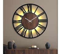 Mee 2ou 76cm Large Metal Wall Clock with Voice and Light Sensor Night Light, Glow in The Dark Non-Ticking Silent Battery Operated Decorative Oversized Wall Clock for Bedroom Living Room Decor