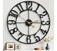 Mee 2ou 80cm Extra Large Wall Clock, Silent Rustic Metal Wood Face Decorative Clock, Battery Operated Farmhouse Modern Oversized Wall Clocks for Living Room, Bedroom, Kitchen, Office, Home Decor