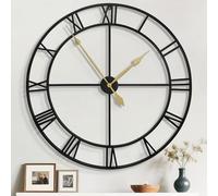 Mee 2ou 80cm Extra Large Wall Clock, Silent Rustic Metal Wood Face Decorative Clock, Battery Operated Farmhouse Modern Oversized Wall Clocks for Living Room, Bedroom, Kitchen, Office, Home Decor