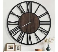 Mee 2ou 80cm Extra Large Wall Clock, Silent Rustic Metal Wood Face Decorative Clock, Battery Operated Farmhouse Modern Oversized Wall Clocks for Living Room, Bedroom, Kitchen, Office, Home Decor