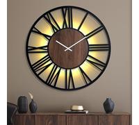 Mee 2ou 80cm Large Metal Wall Clock with Voice and Light Sensor Night Light, Glow in The Dark Non-Ticking Silent Battery Operated Decorative Oversized Wall Clock for Bedroom Living Room Decor