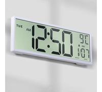 Mee 2ou Digital Wall Clock Battery Operated, 15" Digital Clock Large Display With Date And Day Of Week, Large Number Clock With Temperature, Auto DST, Alarm, Snooze, 12/24-hour For Desk Office