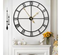 Mee 2ou Extra Large Wall Clock - 100CM Non Ticking Metal Wall Clock Roman Numerals Vintage Silent Battery Operated Decorative For Living Room, Bedroom, Kitchen Decor