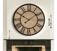 Mee 2ou Large Wall Clock, 50cm / 20 Inch Non-Ticking Silent, Battery Operated Modern Vintage Wood for Living Room Decor, Oversized Decorative for Bedroom Kitchen Farmhouse Office