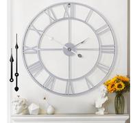Mee 2ou Large Wall Clock - 80CM Non Ticking Metal Wall Clock Roman Numerals Vintage Nearly Silent Battery Operated Decorative Wall Clocks For Living Room, Bedroom, Kitchen Decor
