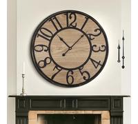 Mee 2ou Large Wall Clock for Living Room Decor, 20 Inch Non Ticking Silent, Battery Operated Modern Vintage Wood Wall Clock Oversized Decorative Wall Clock for Bedroom Farmhouse Office