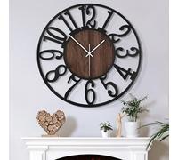 Mee 2ou Large Wall Clock for Living Room Decor, 34CM/14 Inch Non Ticking Silent, Battery Operated Modern Vintage Extra Large Decorative Wall Clock for Bedroom Kitchen